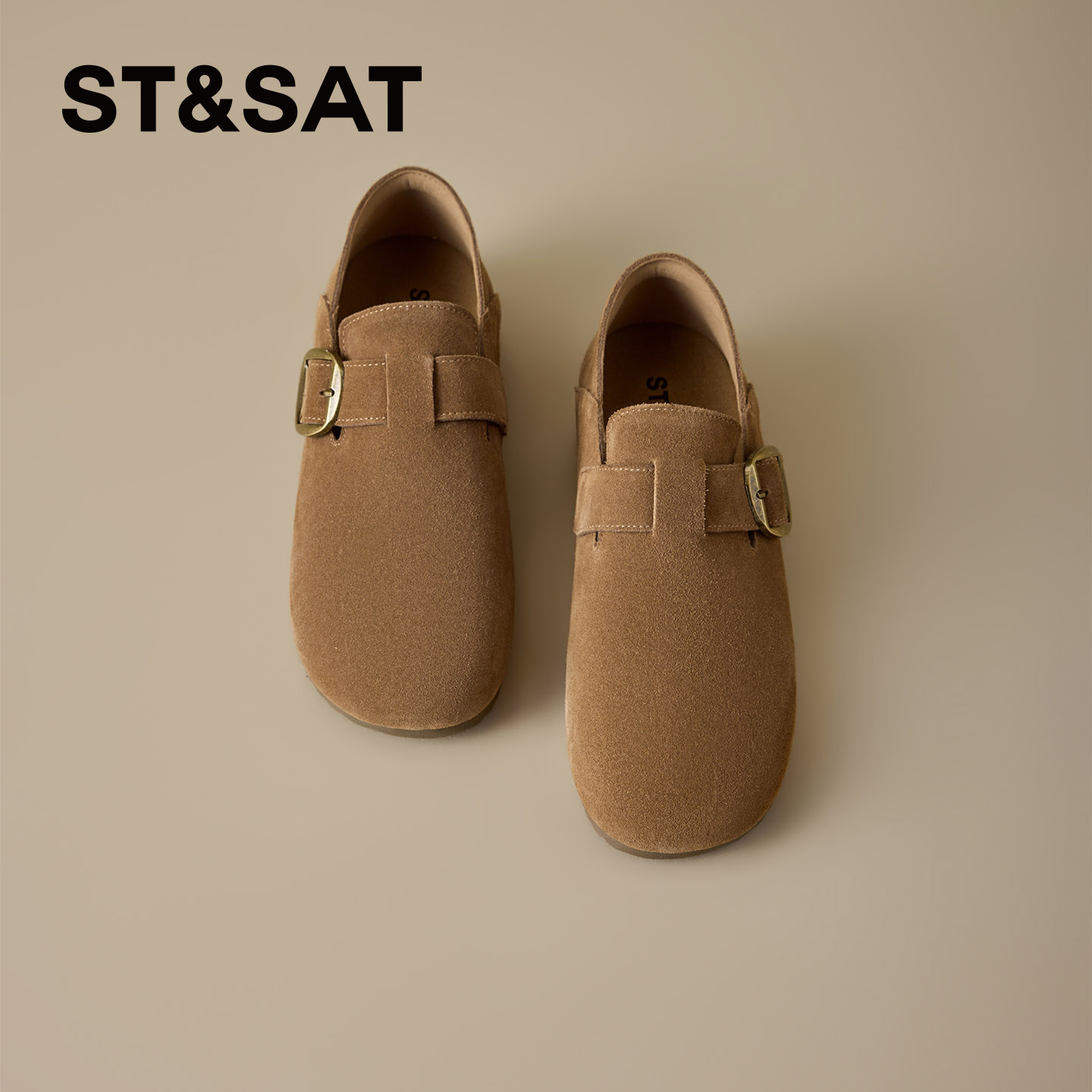 星期六平底勃肯鞋女2026年春季新款复古棕色一脚蹬软木鞋百搭单鞋,淘宝优惠券,粉丝福利购,淘宝优惠卷