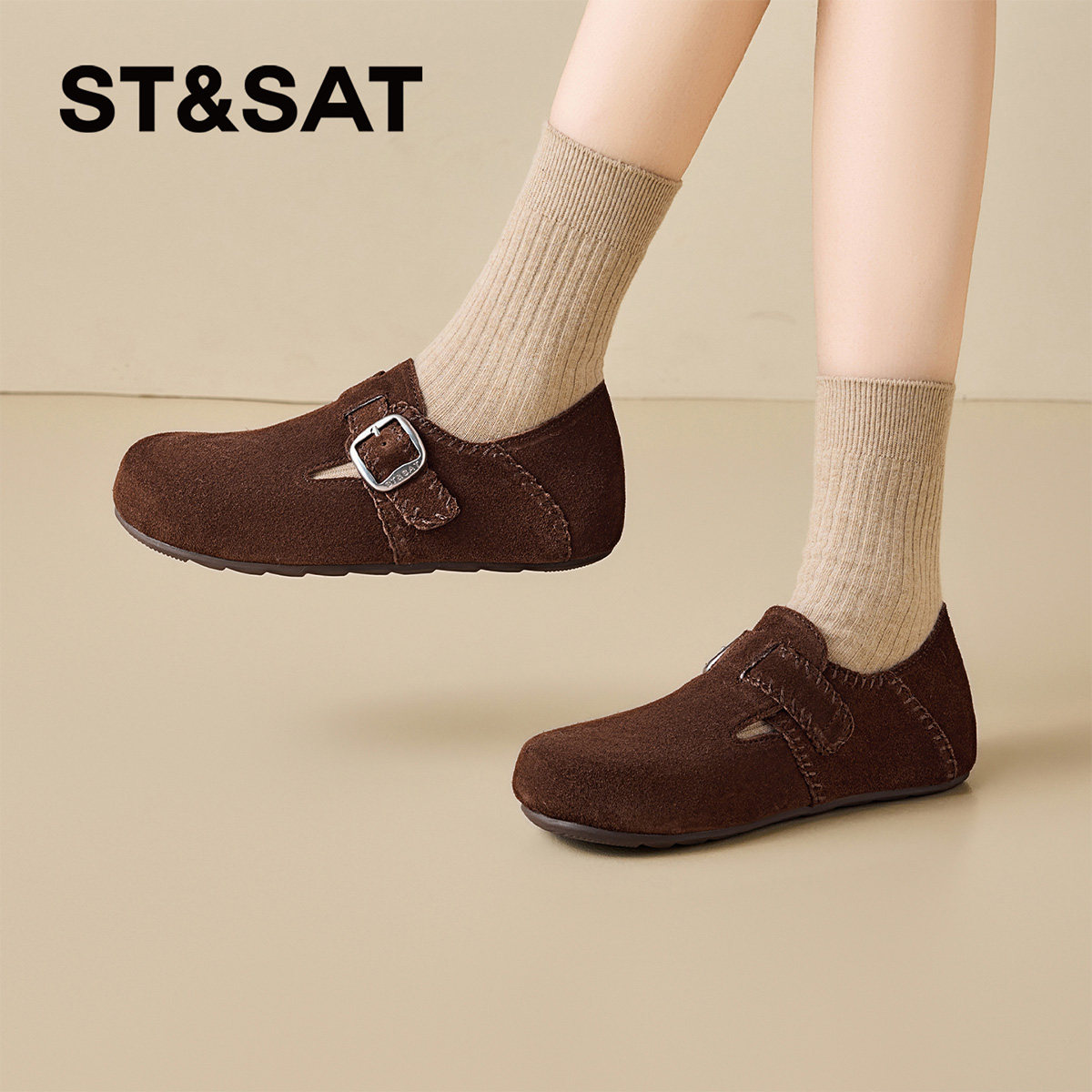 星期六全包勃肯鞋女2025冬季新款一脚蹬平底保暖舒适运动休闲单鞋,淘宝优惠券,粉丝福利购,淘宝优惠卷