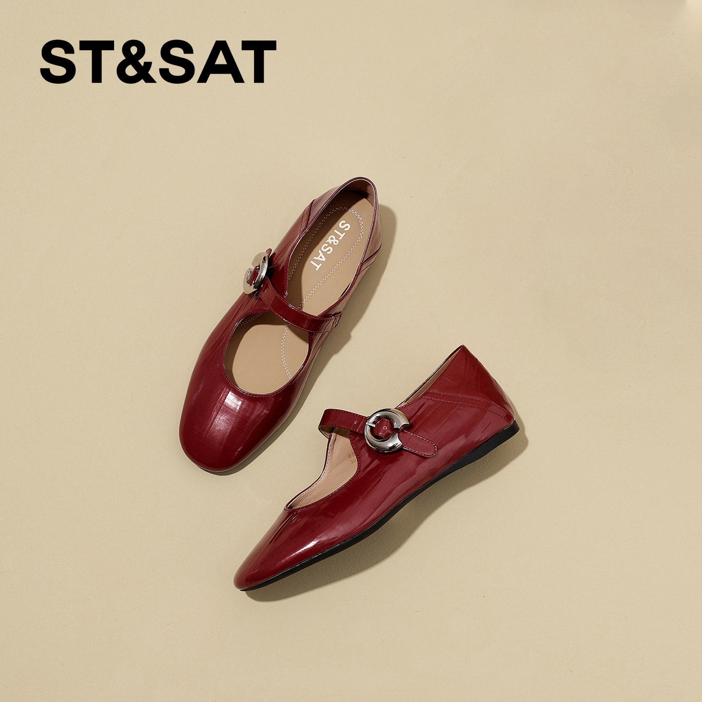 星期六法式复古银色单鞋女2026年春季新款平底软底一字带玛丽珍鞋,淘宝优惠券,粉丝福利购,淘宝优惠卷