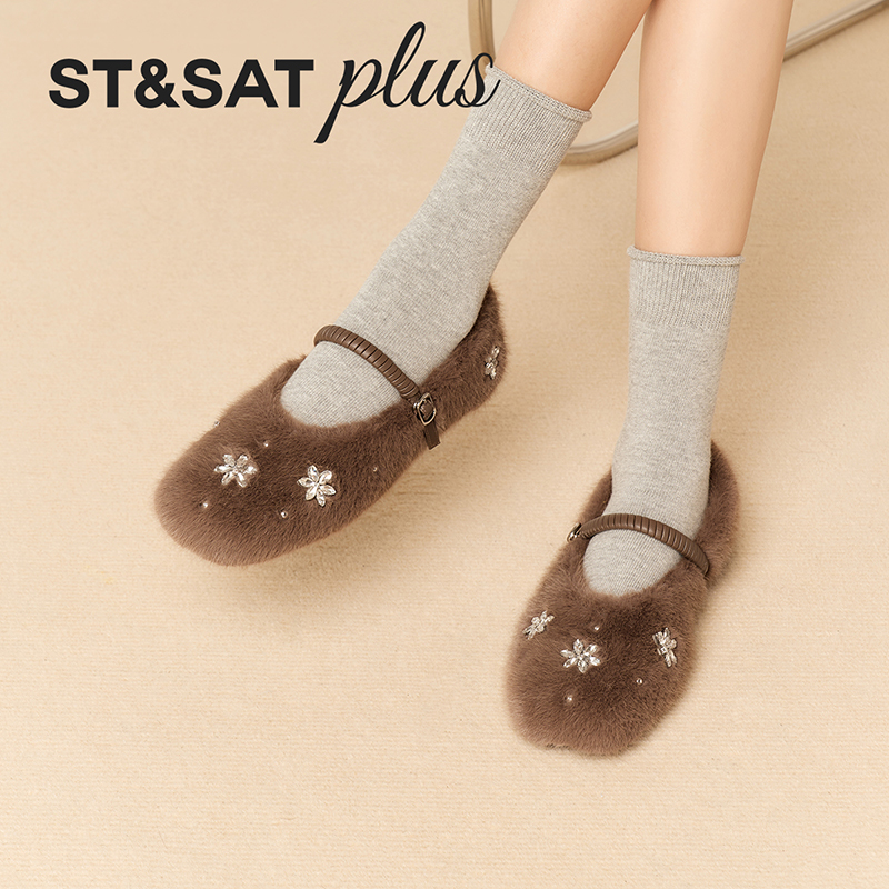 星期六玛丽珍2025冬季新款气质甜美一字带毛绒绒面单鞋SSD4111544,淘宝优惠券,粉丝福利购,淘宝优惠卷