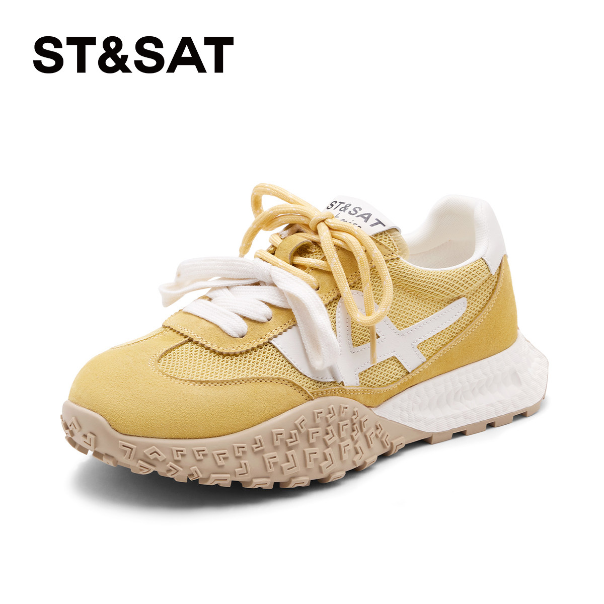 星期六网面透气阿甘鞋2025新款百搭休闲运动德训鞋厚底增高女鞋子