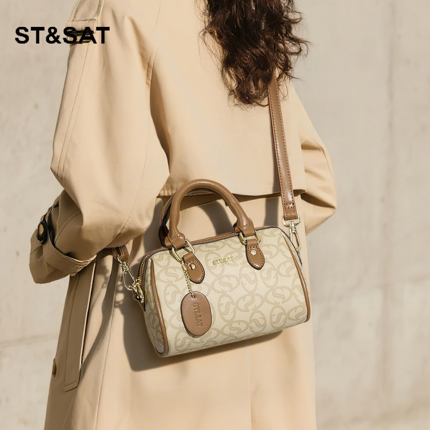 星期六高级感手提小拎包女式2025秋新款时尚复古通勤斜挎波士顿包,淘宝优惠券,粉丝福利购,淘宝优惠卷