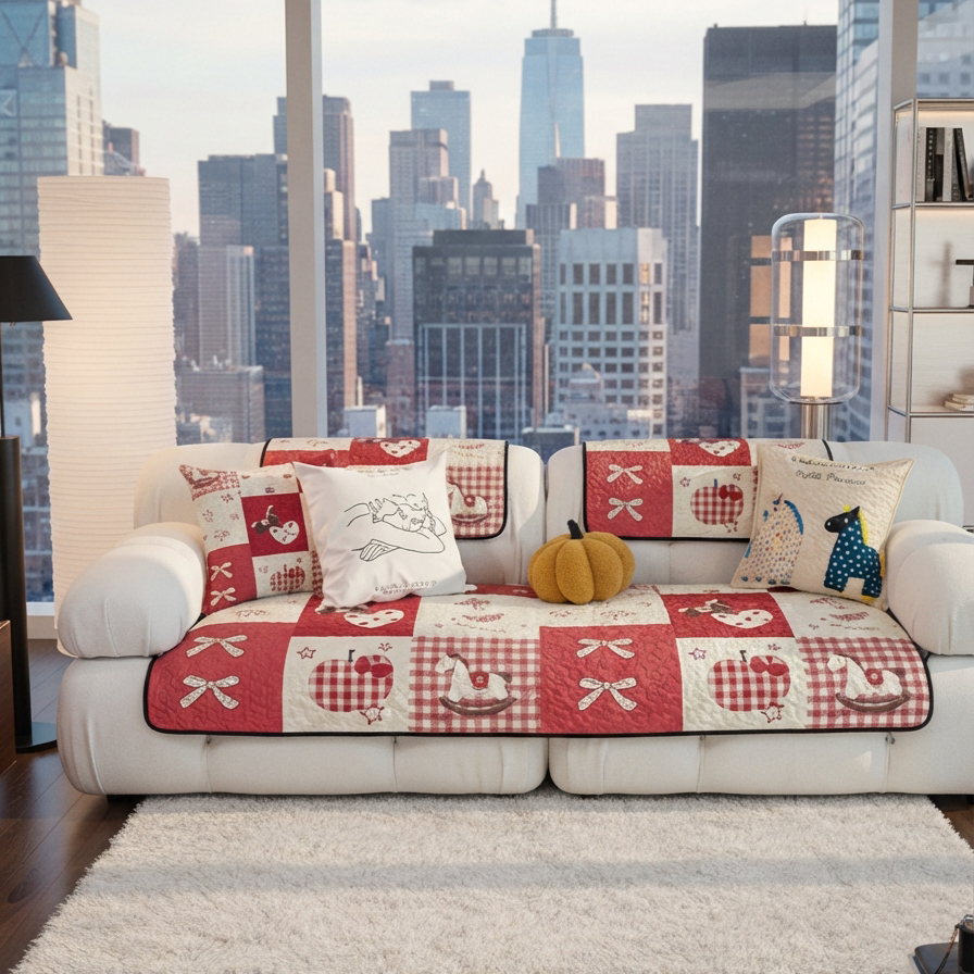 美式乡村田园格子沙发垫加厚保暖绗缝秋冬坐垫客厅防滑沙发巾套罩,淘宝优惠券,粉丝福利购,淘宝优惠卷