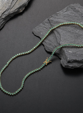 新款锆石项链女 欧美嘻哈3MM单排网球链男锁骨链 Tennis