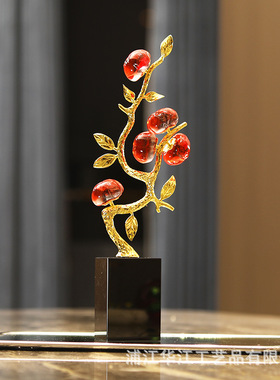 创意柿子果树摆件客厅家居柿柿如意假花装饰品结婚电视柜玄关