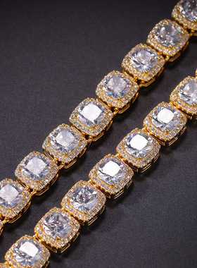 嘻哈男士方形锆石项链HipHopBlingChain热销欧美潮流男款精品