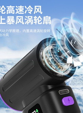 跨境爆款高速涡轮吹风机疾风手持强力吹尘器充电无叶露营迷你风扇