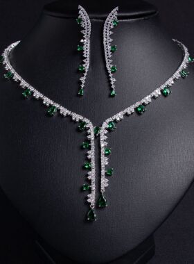 亮雅丽人欧美流行电镀厚银新娘饰品项链套装婚纱礼服配饰简约