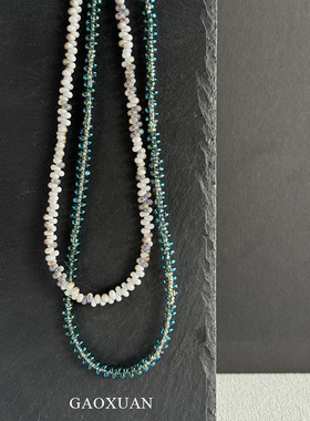 法式优雅彩色捷克珠串珠项链轻奢复古时尚设计感名媛风气质锁骨