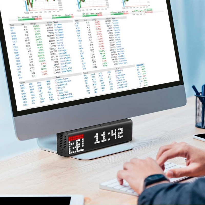 美国 LaMetric Time 智能闹钟创意个性LED像素显示音箱提示板. - 图1