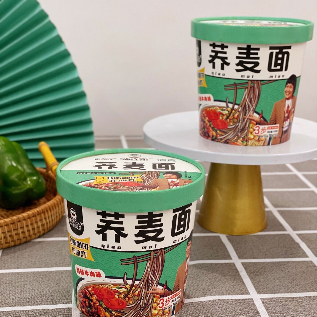 嗨吃家荞麦面108g*6桶热销爆款冲泡即食夜宵方便面香辣牛肉荞麦面-图2