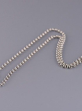 O型配链 S925银复古做旧圆环3mm珍珠链民族风女士秋冬毛衣链子