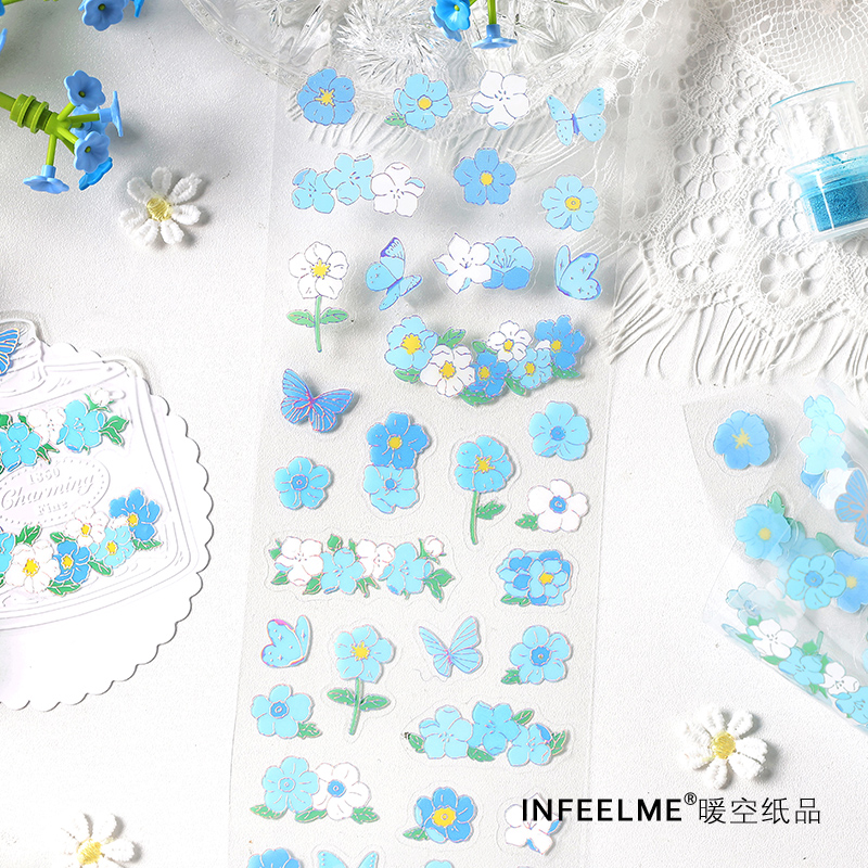 Infeel.MePET烫银贴纸枕花眠系列花卉咕卡手帐素材装饰贴画 4款-图2