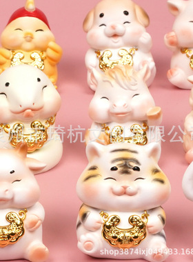 2025年蛇年吉祥物冰箱贴12生肖可爱装饰品桌面冰箱小摆件过年礼物