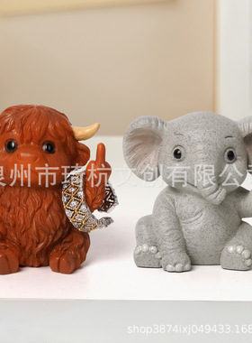 新品热款推荐小动物有趣创意书桌办公桌玄关小摆件树脂工艺品装饰