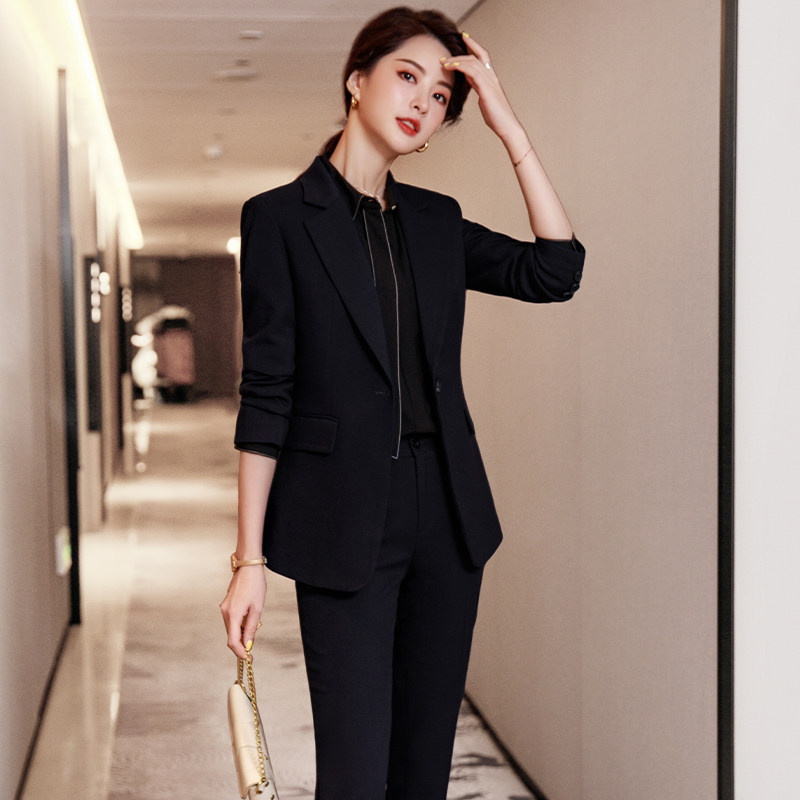 高端西装套装总裁秋冬气质时尚西服 伊木子职业女裤套装
