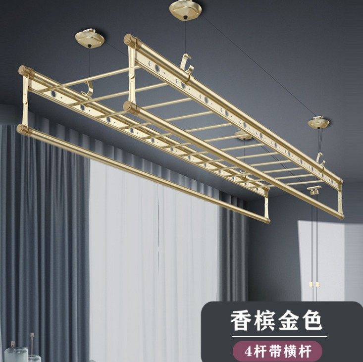 阳台手摇升降晾衣架双杆式晒衣架加筋加厚室内晾衣杆自动凉衣服架_虎窝淘