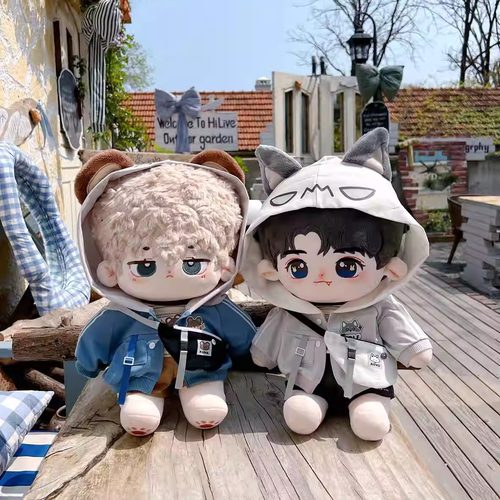 40cm娃衣凶凶狼和呆呆熊套装原创无属性棉花娃娃衣服可爱帅气换装 - 图3