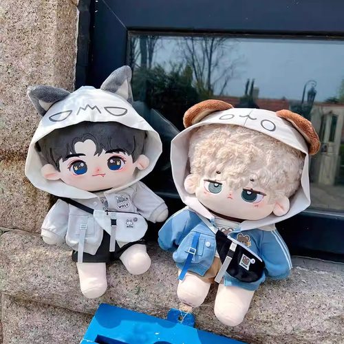 40cm娃衣凶凶狼和呆呆熊套装原创无属性棉花娃娃衣服可爱帅气换装 - 图0