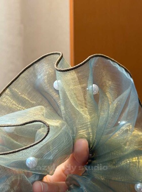 人鱼姬绿色偏光色奇幻网纱发圈 小众不撞款超仙头花出游出片发饰