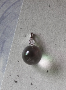 白夜明珠 S925银小灯泡16mm圆珠白水晶万能扣项链吊坠