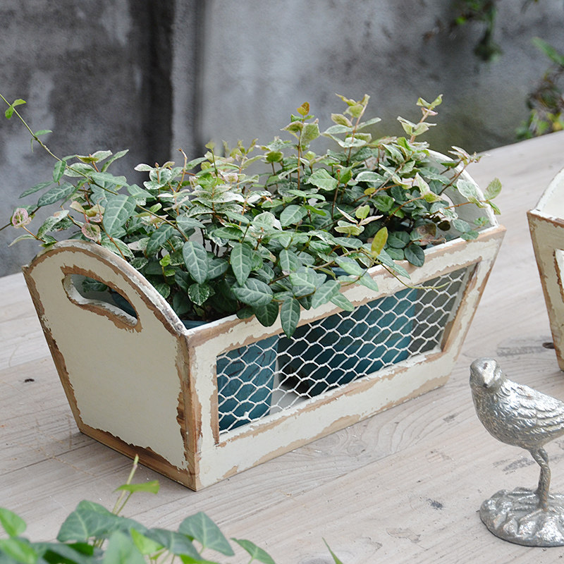 复古法式美式田园实木多肉植物套盆庭院装饰木质花盆花器工具收纳,淘宝优惠券,粉丝福利购,淘宝优惠卷