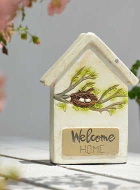 法式水泥微缩场景房子装饰摆件