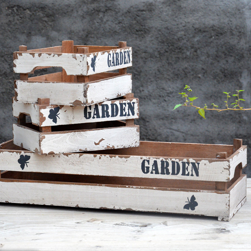 美式复古实木收纳花框花园工具收纳框装水里木框套花盆框储物箱,淘宝优惠券,粉丝福利购,淘宝优惠卷