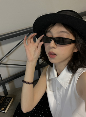 Y2K窄框细边墨镜黑客太阳眼镜