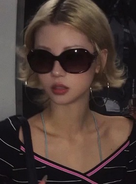 404的店古早茶色墨镜大框椭圆千禧年Y2K遮脸显脸小偏光太阳眼镜