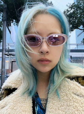 韩版椭圆五角星墨镜凹造型街