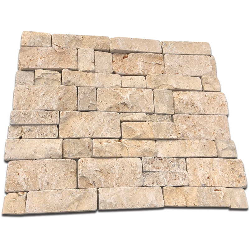 罗曼米黄莱姆石天然文化石大块乱形碎拼散石别墅城堡花园户外墙砖 - 图3