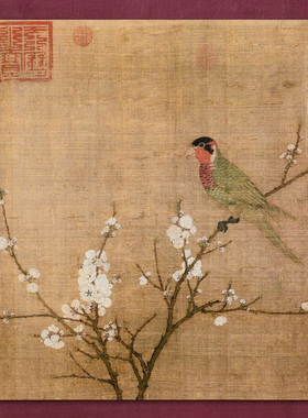 虫二书画 新中式禅意客厅装饰画手工实木装裱 染色花鸟古画复制品