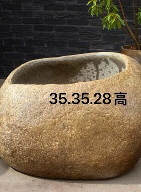 户外庭院水景天然鹅卵石鱼缸日式流水石钵石缸石槽水钵竹节流水池