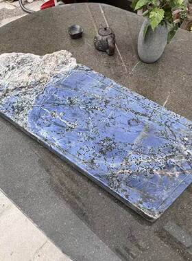 高档轻奢石头茶盘家用现代天然景泰蓝茶台石材大号办公室家用茶海