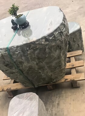 天然九龙壁原石雕刻户外庭院花园石桌石凳酒店别墅石凳子天然石材