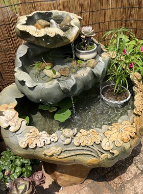 惠安石头鱼缸鱼池流水摆件客厅玄关阳台石盆石材石槽办公室桌面招