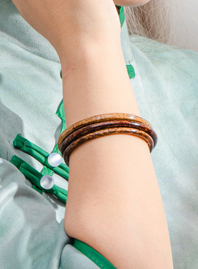 【扎日】西藏野生鸡血藤手镯纯银细款藤正品官方旗舰店天然木质手