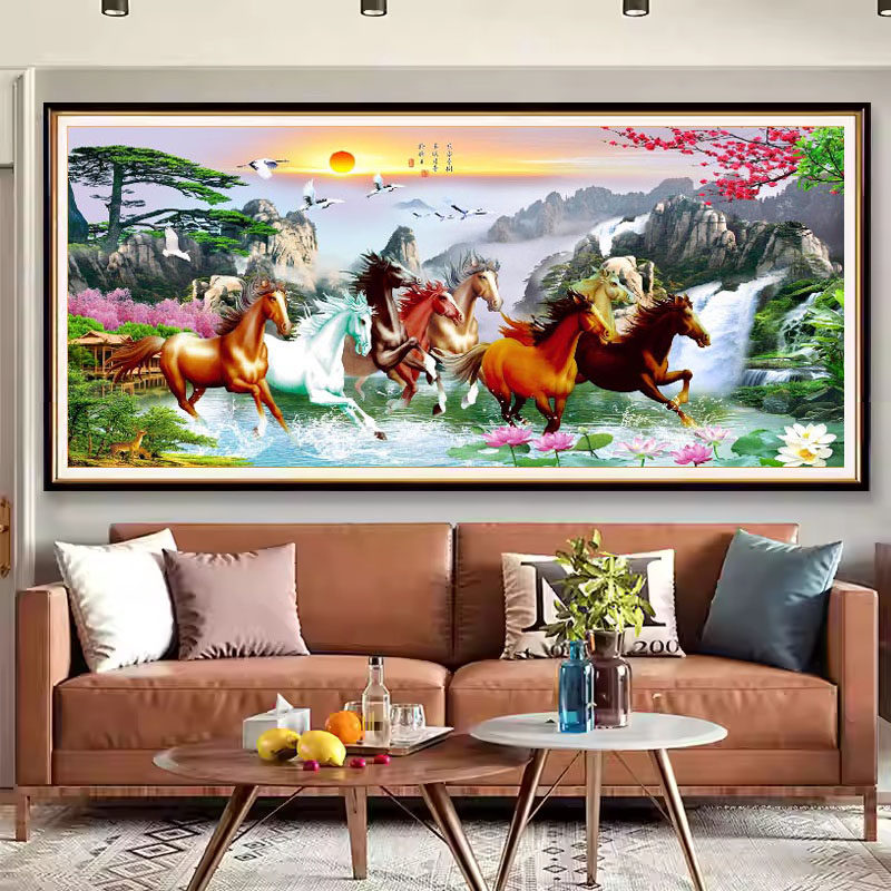 马到成功2026年新款5D水晶钻石画满钻点钻十字绣高级感客厅砖石秀,淘宝优惠券,粉丝福利购,淘宝优惠卷