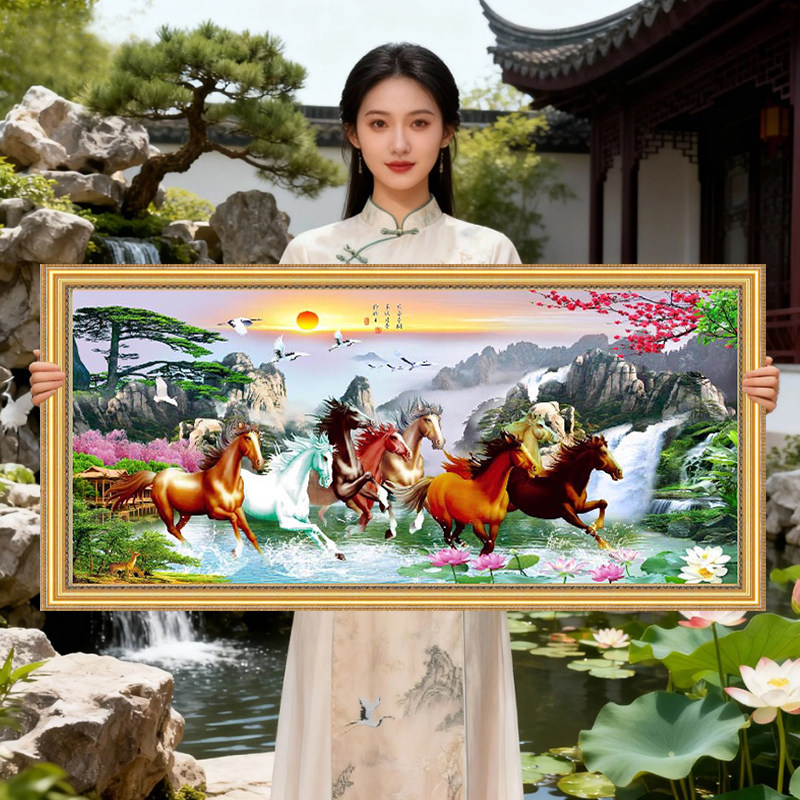马到成功2026年新款5D水晶钻石画满钻点钻十字绣高级感客厅砖石秀,淘宝优惠券,粉丝福利购,淘宝优惠卷