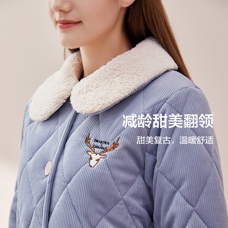 冬款2021年新款冬加厚夹棉男士睡衣 好波睡衣/家居服套装