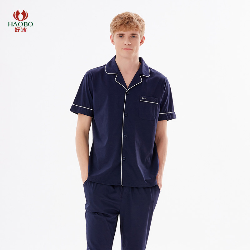 夏情侣夏季男纯棉两件套睡衣 好波睡衣/家居服套装