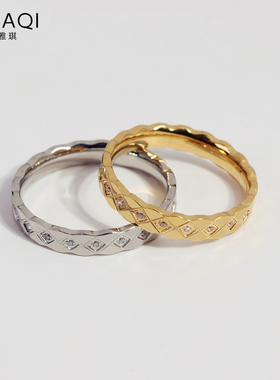 菱形玫瑰金日韩时尚戒指