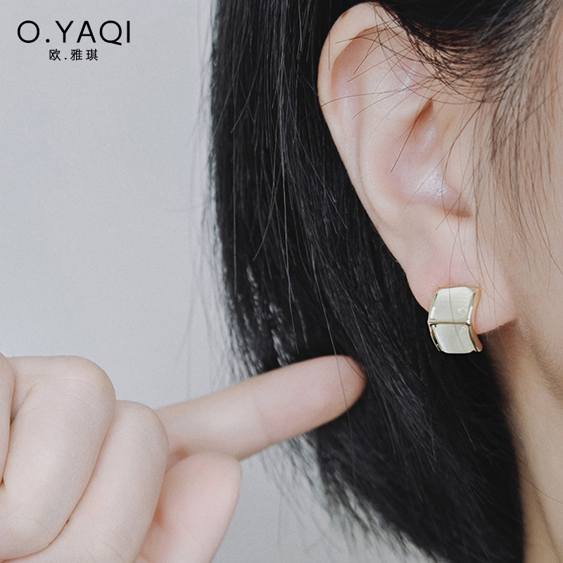 无耳洞简约小巧猫眼几何蚊香盘耳夹时尚气质方形女耳饰设计感个性,淘宝优惠券,粉丝福利购,淘宝优惠卷