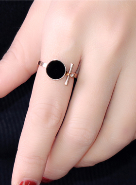 欧美个性黑色圆形夸张夸张戒指