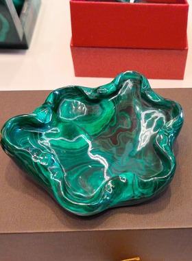 天然孔雀石墨上生花原石大砚台招财平安幸运玉石收藏精品