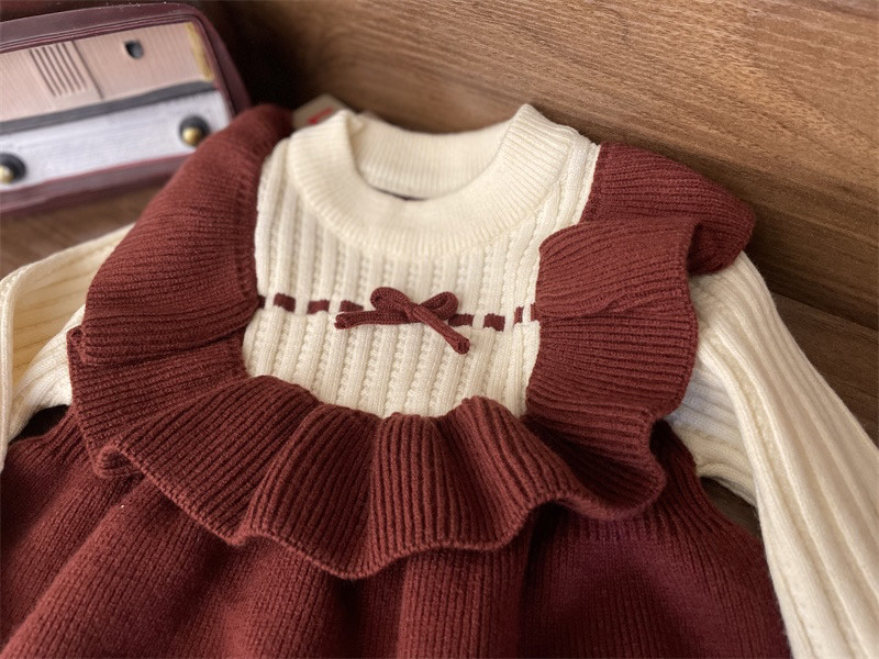 秋冬女童甜美荷叶边毛衣裙儿童女宝宝纯色毛线连衣裙内搭针织裙子,淘宝优惠券,粉丝福利购,淘宝优惠卷