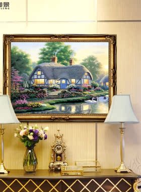 欧式手绘油画托马斯花园风景客厅玄关美式简约餐厅装饰画挂画壁画