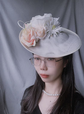 礼帽宴会优雅女四季立体花朵
