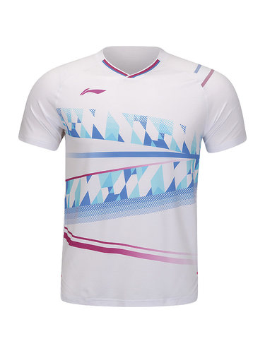 2024新款李宁羽毛球服短袖国际大赛服男女比赛球衣速干T恤AAYU131 - 图2